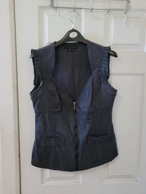 Zuccaro Dark Denim Zip-Front Sleeveless Vest